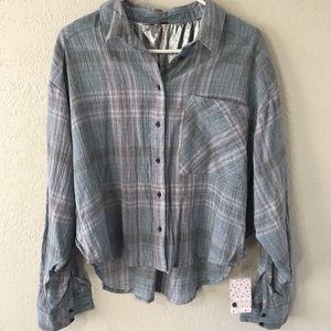 Free People | NWT Plaid Cotton Flannel Large